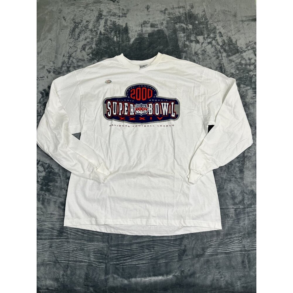Vtg NWT Puma 2X White Long Sleeve Super Bowl 2000 Atlanta Georgia NFL Shirt